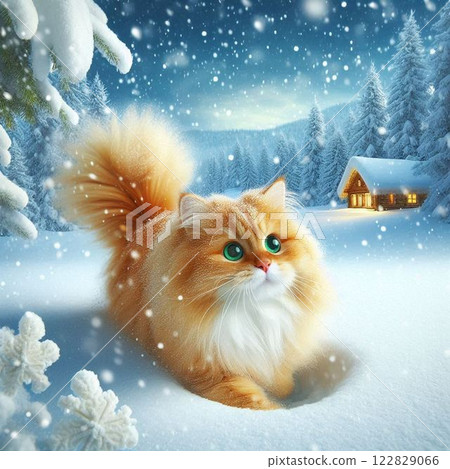 走在雪的貓 走在雪的貓 122829066