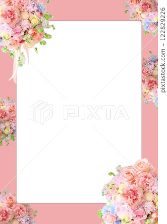 A4 框架花束粉紅色七彩玫瑰 122829226