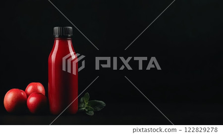 Red drink bottle with apples mint 122829278