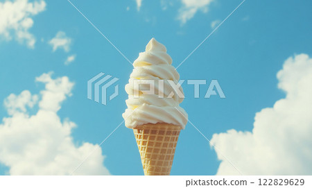 Soft cream against the blue sky AI image 122829629
