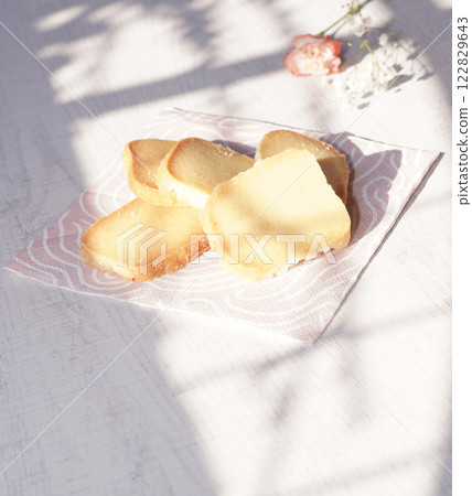 Homemade shortbread cookies with bright background. 122829643