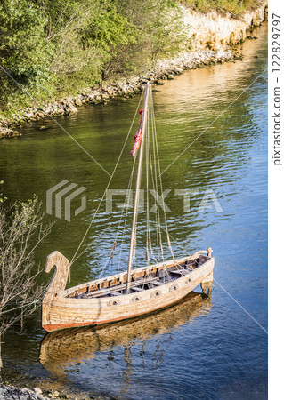 Ancient wooden ship. Ancient wooden ship. 122829797