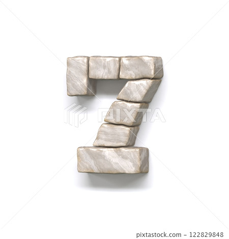Stone wall font Number 7 SEVEN 3D 122829848