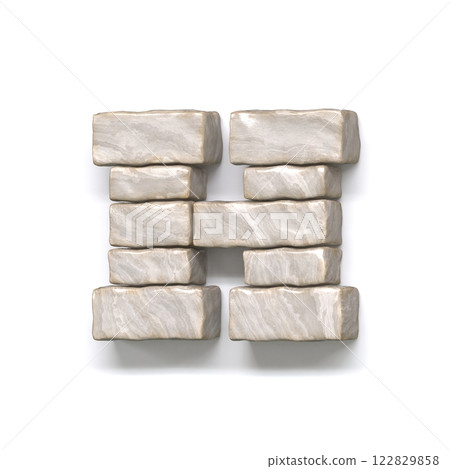 Stone wall font Letter H 3D 122829858