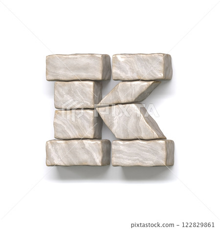 Stone wall font Letter K 3D 122829861