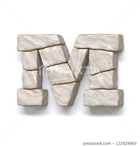 Stone wall font Letter M 3D 122829863