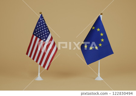 american flag and european flag american flag and european flag 122830494