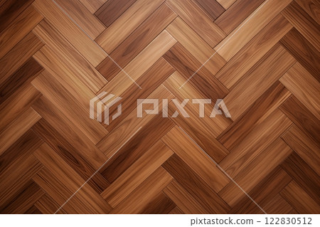 Parqet wooden floor. Pattern, texture, background design. Top view. Ai Generative 122830512