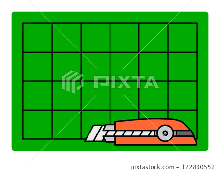 Illustration of crafting with a cutter knife using a cutter stand 122830552