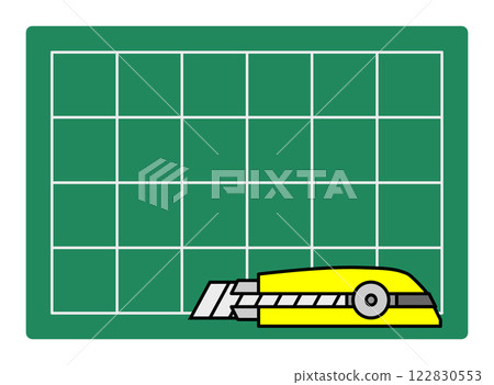 Illustration of crafting with a cutter knife using a cutter stand Illustration of crafting with a cutter knife using a cutter stand 122830553
