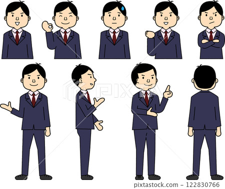 Young employee suit male full body and upper body set 122830766