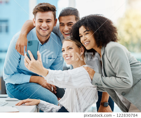 Selfie, teamwork and diversity with a corporate team with a mission and vision for success, growth and innovation. Portrait of happy collaboration with friends and staff for motivation in an office Selfie, teamwork and diversity with a corporate team with a mission and vision for success, growth and innovation. Portrait of happy collaboration with friends and staff for motivation in an office 122830784