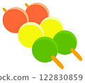 Cute illustration of two three-colored dumplings - Hanami dango 122830859