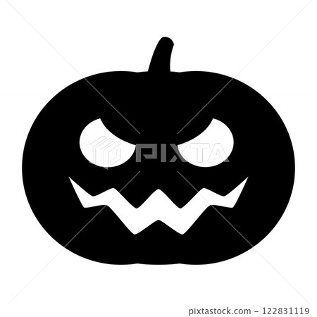 Halloween pumpkin, black and white vector cartoon illustration of Jack lantern, isolated on white Halloween pumpkin, black and white vector cartoon illustration of Jack lantern, isolated on white 122831119