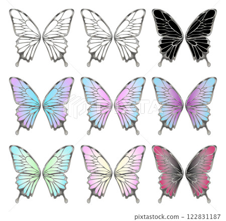 Set of silver framed butterfly wings decoration 122831187