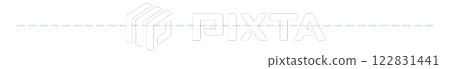 手繪淺藍色虛線裝飾邊框-簡約時尚的水平分割線裝飾部件素材 122831441