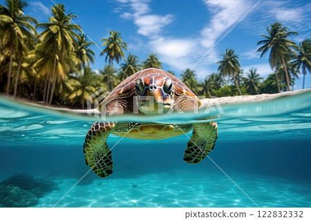 Sea turtle in the ocean. Ai Generative Sea turtle in the ocean. Ai Generative 122832332