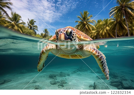 Sea turtle in the ocean. Ai Generative 122832334
