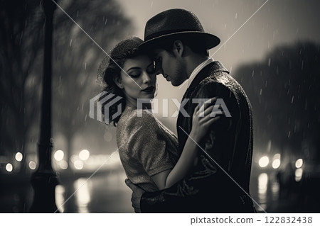 Couple in love. Kissing in the street. Generative Ai 122832438