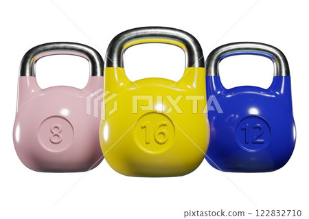 Set of different Olympic kettlebells, blank cast iron powerlifting equipment Set of different Olympic kettlebells, blank cast iron powerlifting equipment 122832710