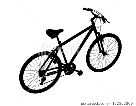 Black bicycle, top back view. Black leather saddle and handles. Png clipart isolated on transparent background 122832800