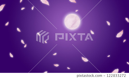 Background illustration of a full moon and cherry blossom petals falling Background illustration of a full moon and cherry blossom petals falling 122833272