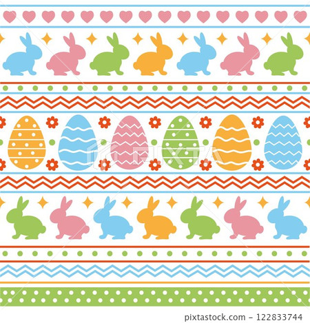 Draw a seamless pattern with cute Easter bunnies Wallpaper printable paper 122833744