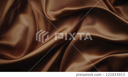 Piece of brown fabric with a pattern on it. The fabric is very soft and smooth. It is used for a dress or a piece of clothing Piece of brown fabric with a pattern on it. The fabric is very soft and smooth. It is used for a dress or a piece of clothing 122833913