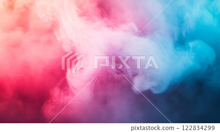 Colorful smokey background with a purple and blue swirl. The smoke is thick and colorful, giving the impression of a vibrant and energetic atmosphere Colorful smokey background with a purple and blue swirl. The smoke is thick and colorful, giving the impression of a vibrant and energetic atmosphere 122834299