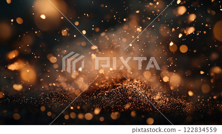 The image is a blurry, grainy shot of a fire with lots of sparks flying out. Scene is chaotic and intense, as the fire seems to be spreading rapidly and uncontrollably 122834559