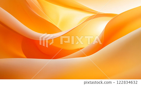 Long orange ribbon with a yellow background. The ribbon is flowing and has a sense of movement Long orange ribbon with a yellow background. The ribbon is flowing and has a sense of movement 122834632