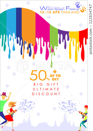 Songkran sale promotion banner for Songkran Festival Abstract background. Thai New Year Holiday. The Water Splash Festival. Vector and Illustration, EPS 10. Songkran sale promotion banner for Songkran Festival Abstract background. Thai New Year Holiday. The Water Splash Festival. Vector and Illustration, EPS 10. 122834747