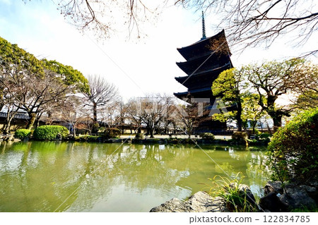 京都府,東寺花園,葫蘆池,五重塔,京都市南區九條町,2022 年 2 月 京都府,東寺花園,葫蘆池,五重塔,京都市南區九條町,2022 年 2 月 122834785