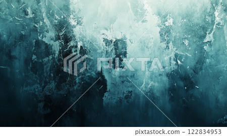 Blue and white abstract painting with splatters of paint. The painting has a moody and chaotic feel to it, with the blue and white colors blending together in a way that creates a sense of movement Blue and white abstract painting with splatters of paint. The painting has a moody and chaotic feel to it, with the blue and white colors blending together in a way that creates a sense of movement 122834953