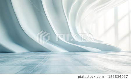 Large white wall with a white stripe running down the middle. The wall is empty and has a very clean, minimalist look Large white wall with a white stripe running down the middle. The wall is empty and has a very clean, minimalist look 122834957