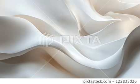 White fabric with a wave pattern. The wave pattern is made up of small lines that are curved and flowing. The fabric appears to be made of a soft 122835026