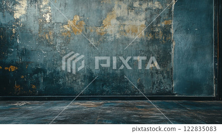 Wall with a crack in it and a large empty space in the middle. The wall is covered in graffiti and has a lot of texture Wall with a crack in it and a large empty space in the middle. The wall is covered in graffiti and has a lot of texture 122835083
