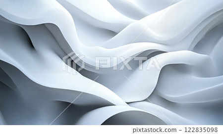 White fabric with a wave pattern. The wave pattern is made up of small lines that are all connected to each other 122835098