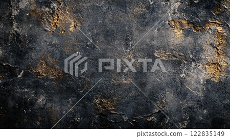Black and gold wall with a lot of texture. The wall is rough and has a lot of cracks and crevices. The wall is not painted and has a lot of dirt and grime on it Black and gold wall with a lot of texture. The wall is rough and has a lot of cracks and crevices. The wall is not painted and has a lot of dirt and grime on it 122835149