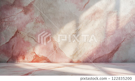 Wall with a pink and white pattern. The wall is empty and has a lot of texture Wall with a pink and white pattern. The wall is empty and has a lot of texture 122835200