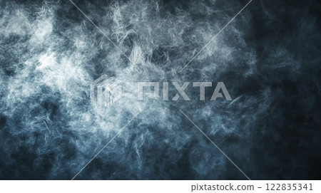 Blurry blue and white image of smoke. The smoke is thick and dark, giving the impression of a stormy sky. Scene is ominous and foreboding, as if something is about to happen Blurry blue and white image of smoke. The smoke is thick and dark, giving the impression of a stormy sky. Scene is ominous and foreboding, as if something is about to happen 122835341