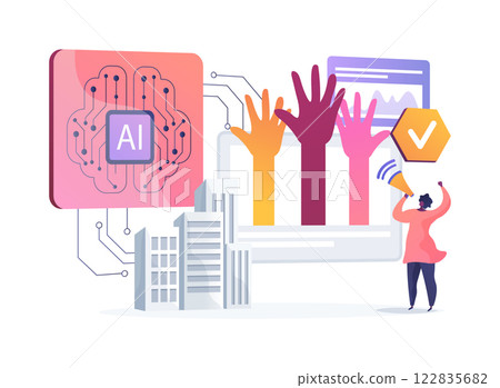 AI-Supported Civic Engagement abstract concept vector illustration. 122835682