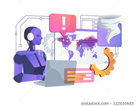 AI-Enhanced Disaster Response abstract concept vector illustration. 122835683