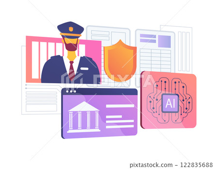 AI-Backed Public Safety abstract concept vector illustration. AI-Backed Public Safety abstract concept vector illustration. 122835688