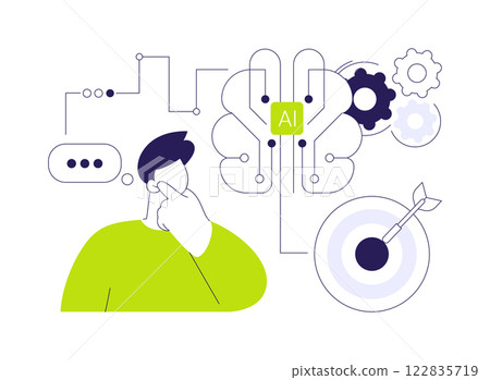 Data-Driven Decision Support by AI abstract concept vector illustration. Data-Driven Decision Support by AI abstract concept vector illustration. 122835719