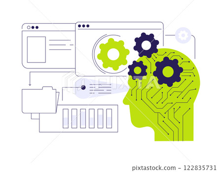 Interactive Data Visualization by AI abstract concept vector illustration. 122835731