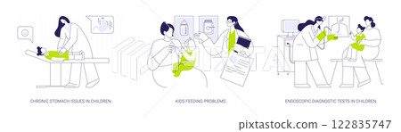 Pediatric gastroenterology abstract concept vector illustrations. Pediatric gastroenterology abstract concept vector illustrations. 122835747