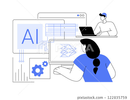 AI architecture isolated cartoon vector illustrations. 122835759