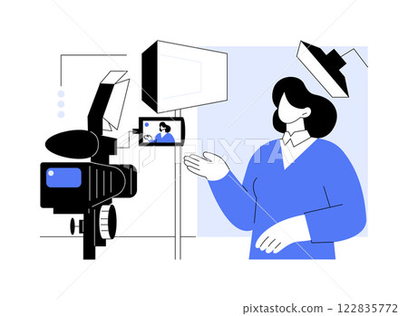 TV program host isolated cartoon vector illustrations. TV program host isolated cartoon vector illustrations. 122835772