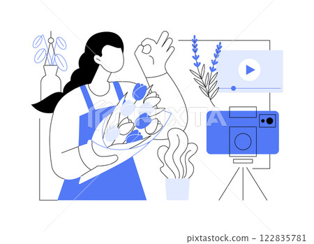 Promote flower business isolated cartoon vector illustrations. 122835781